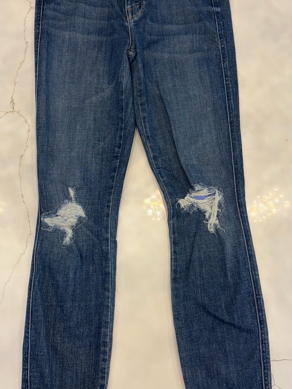 MOTHER Distressed Dark Blue Skinny Jeans